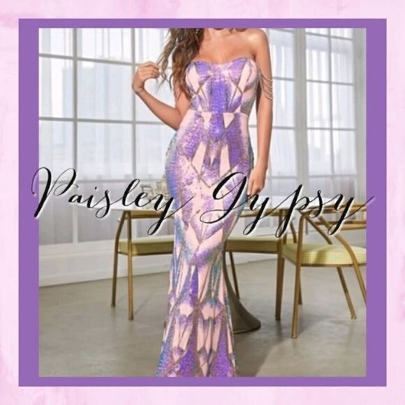 MULTICOLOR GEOMETRIC SEQUINED PREMIUM BRAND AND QUALITY MERMAIDCORE MA… - Picture 2 of 11